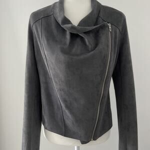 BLANK NYC gray faux suede zip jacket small